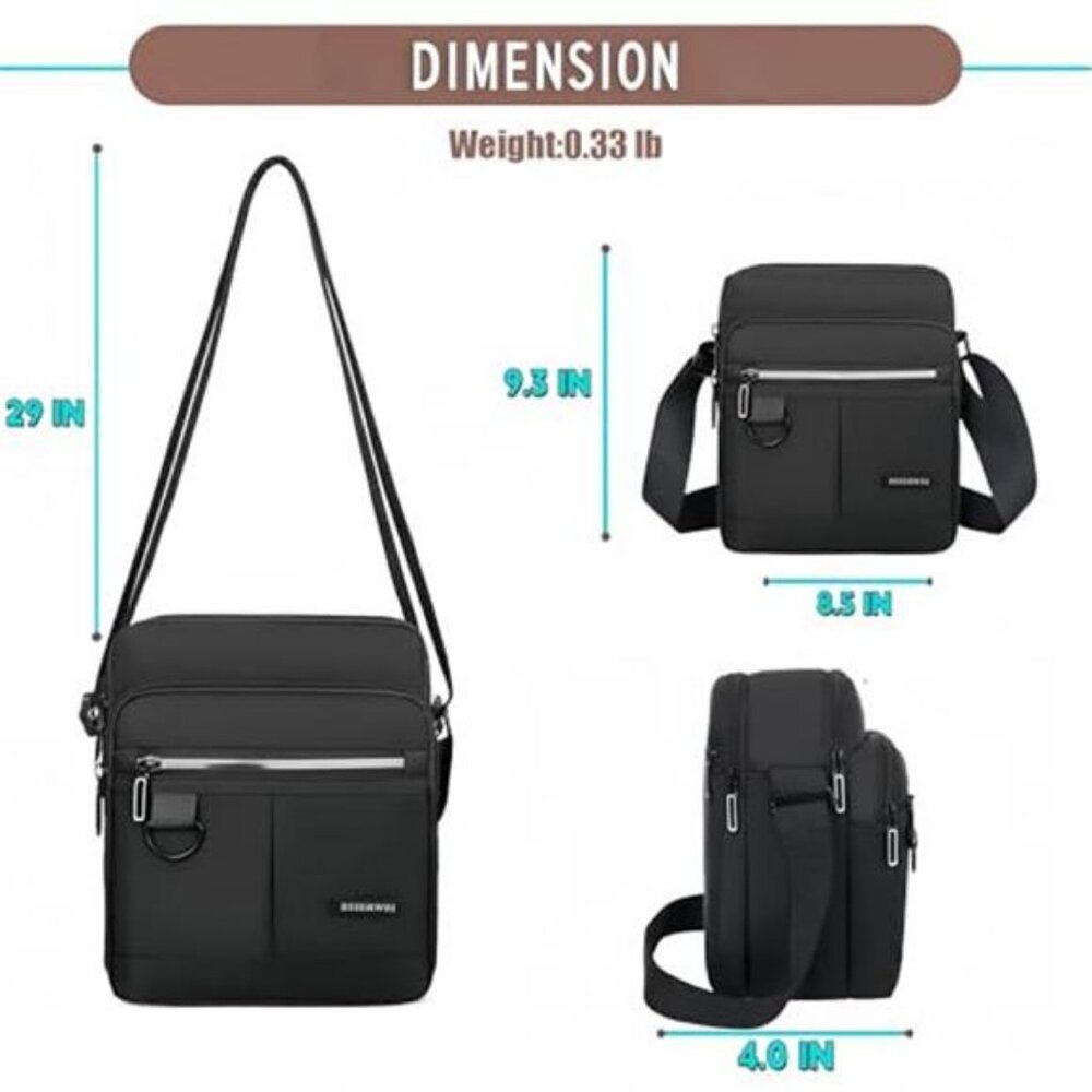 Waterproof Messenger Bag for Men Casual Shoulder Crossbody Bag for Work - Picture 4 of 6